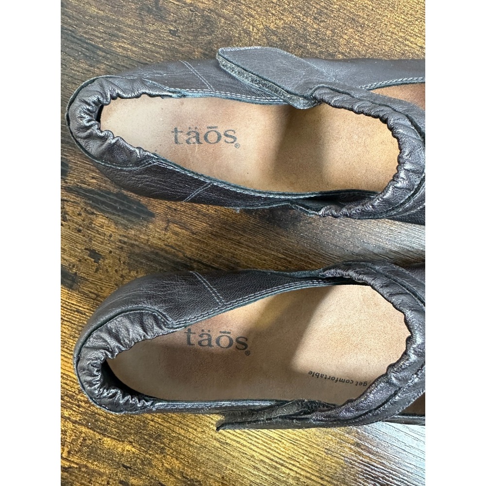 Taos Mary Jane Flats Metallic Leather Comfort Shoe Sz 39 US 8 8.5 Office Travel - Picture 8 of 13